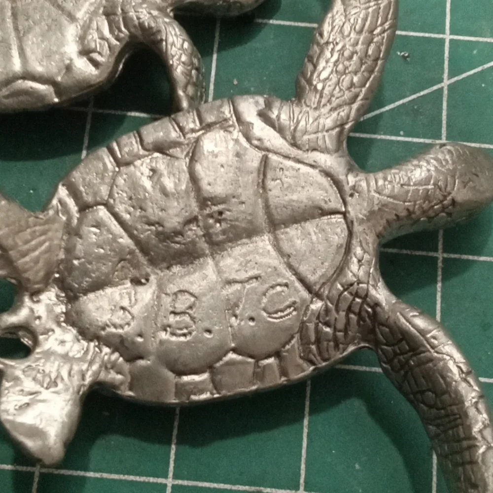 Sea Turtle Nautical Sculpture Signed BTC Very Collectible Adorable Green Eyes